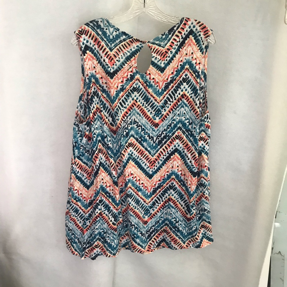 Sleeveless Chevron Midi Top in Teal & Coral